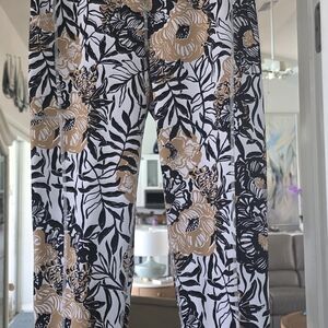Lilly Pulitzer Black, White & Tan Floral Track Pants